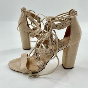 Call it‎ spring faux suede lace up ankle wrap chunky block heel